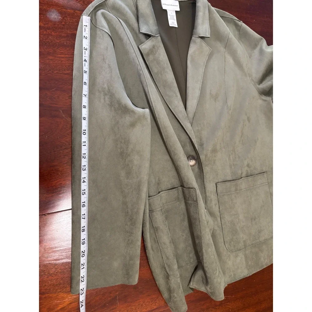 Alfred Dunner Womens Faux Suede Longline Jacket Large Earthy Oversized Cabincore